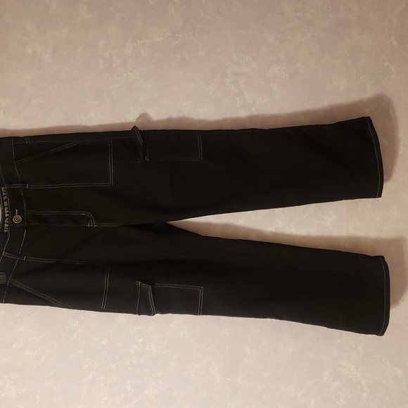 Womens Black Cargo Pants Rocker Pants V I P Jeans - Picture 2 of 6